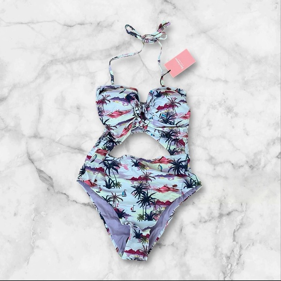 Juicy Couture Double Center Tie & Smock Keyhole Swimsuit Multicolor S NWT - Picture 3 of 8